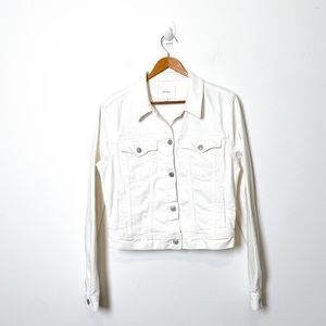 Talula Aritzia White Cropped Classic Denim Jean Fall Jacket